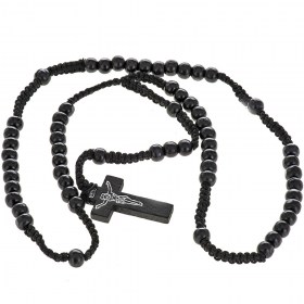 Weaved string Black Wood Rosary