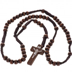 Weaved string Dark Brown Wood Rosary