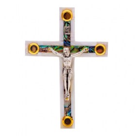 Mother Of Pearl Latin Cross with 4 Elements