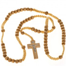 Weaved string Yellow Wood Rosary