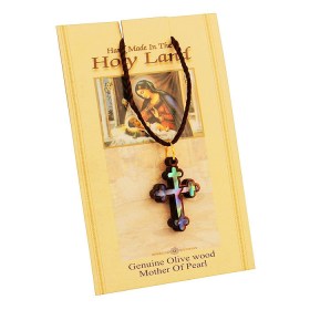 Olive Wood with Mother of Pearl Abalone Cross