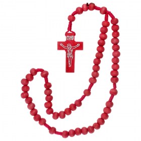 Wood Rosary Red Beads
